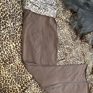 brown zebra fold over leggings